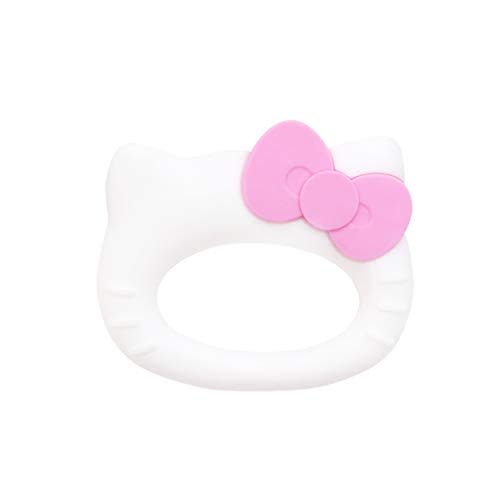 Bumkins Baby Teething Freezer Toy Keys Rings, Soft Flexible Platinum Silicone Pacifier, Safe to Chew, Cool Teether Gum Relief, Essentials for Babies 3 Months, Freezable, Sensory Textured, Hello Kitty