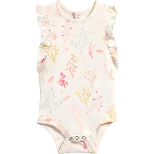 Mermaid Melody Flutter Sleeve Organic Cotton Bodysuit, 0-3M