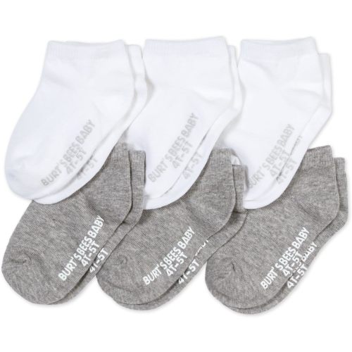 Burt's Bees Baby Unisex Baby Socks Ankle or Crew Height Made with Soft Organic Cotton, 6 Packs with Non-Slip Grips for Babies