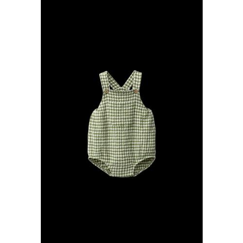 GINGHAM SHORT ROMPER - Blue green | ZARA United States