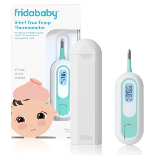 Frida Baby 3-in-1 Rectal, Underarm & Oral Thermometer for Kids, Digital Baby Thermometer for Infants, Toddlers, & Kids, Quick & Accurate Temperature Check, Includes Carrying Case for Storage