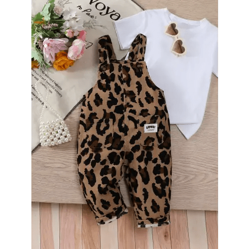 Baby Girl One-Piece Jumpsuit Fashion Leopard Print Basic All-Season Casual Soft Suspender Pants Suitable for Home Outdoor Play Parties - TikTok Shop