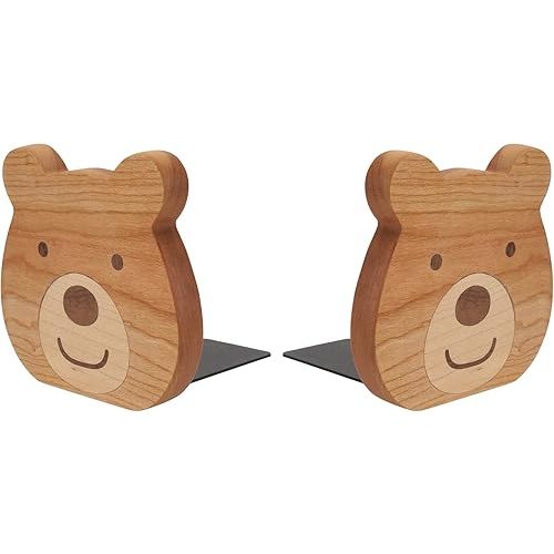 Book Stoppers: Wooden Bear for Nursery Shelves
