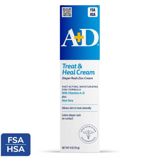 A+D Medicated Diaper Rash Cream with Zinc, 4oz