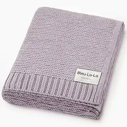 Heritage Knit Organic Swaddle Blanket for Girls - 100% Organic Cotton Knit Receving Swaddler - Warm Cozy Swaddling Blanket for Newborns Infants & Toddler (One size - Dreamy Lilac)