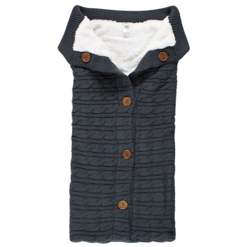 Hudson Baby Infant Faux Shearling Knitted Baby Lounge Stroller Wrap Sack, Charcoal, One Size