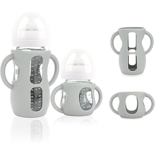 2-Pack Silicone Sleeves for Philips Avent Glass Bottles, BPA-Free Drop-Resistant Baby Bottle Sleeves with Handles, Compatible with Philips Avent Natural Glass Baby Bottles (4 & 8 oz)