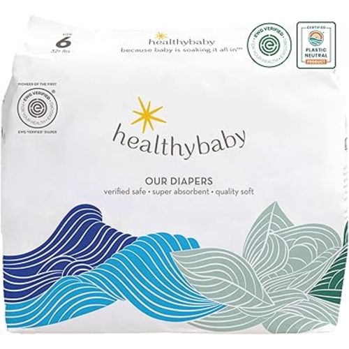Our Diapers | EWG Verified Safe & Plant-Based Diapers | Leak Protection | Soft Organic Cotton Shell | Chlorine-Free Diaper for Sensitive Skin | Size 6 (27-35 lbs) 26 Count
