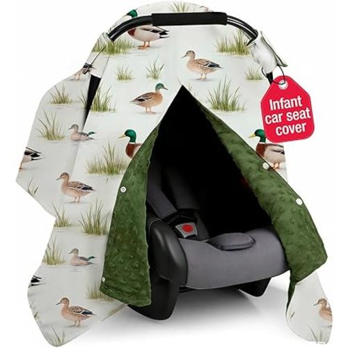 Mallard Duck Car Seat Cover - Minky Infant Car Seat Canopy with Peekaboo Opening, Multi-Use Nursing Cover & Stroller Blanket, 27.5 x 39 Inch for Newborn Baby Boy Girl