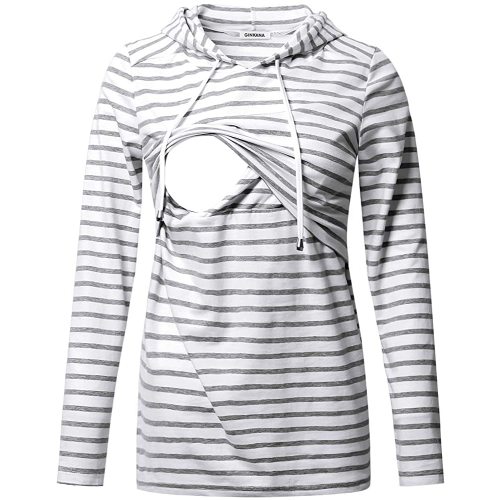GINKANA Women's Nursing Hoodie Sweatshirt Long Sleeves Breastfeeding Maternity Tops Casual Clothes