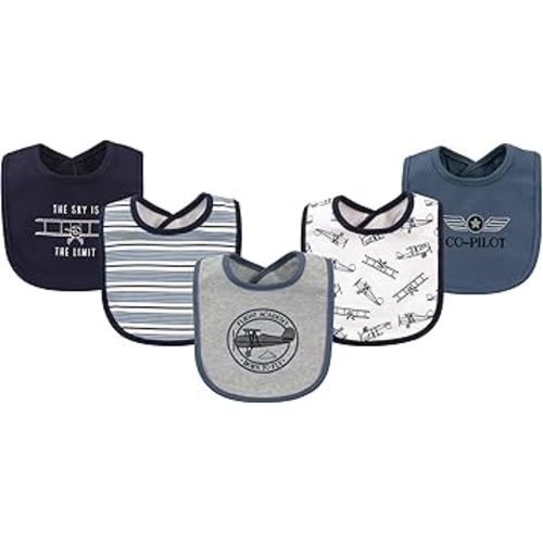 Hudson Baby Unisex Baby Cotton Bibs, Aviation, One Size