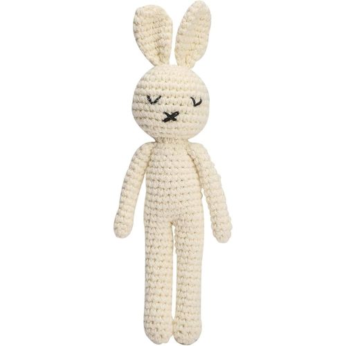 KITA Knitted Bunny Plush Toy for Dogs Cats & Puppies Bunny Crochet Plush Animal Toy Sleepy Head Bunny Soft Stuffed Organic Toy (Beige)