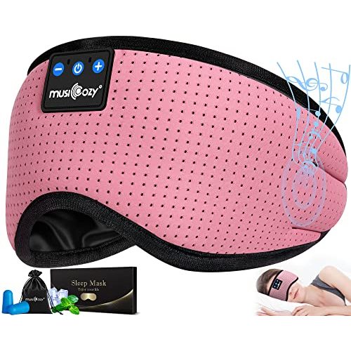 MUSICOZY Bluetooth 5.4 Sleep Headphones Eye Mask, Breathable Sleeping Headband Headphones with Wireless Earbuds Earphones for Side Sleepers Mom Women Cool Tech Unique Gifts Gadget