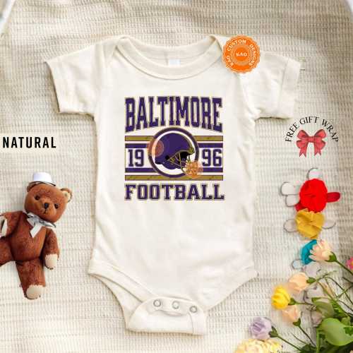 Baltimore Football Onesie, Toddler And Youth Shirts, Kids Baltimore Game Day T-Shirt, Baby Football Sports Gear Tee, Vintage Raven Apparel