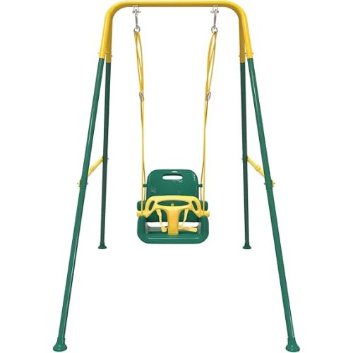 Multifunctional Toddler Swing, Foldable Baby Swing Outdoor & Indoor Use, Easily Installable and Storable （Green）