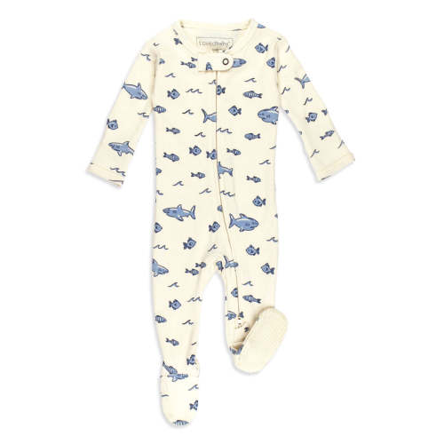 Shark | Organic Zipper Footie Preemie-NB