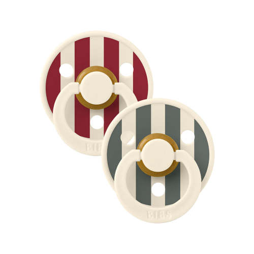 Studio Round Natural Rubber Latex Pacifier 2 Pack, Block Ruby Pine Mix