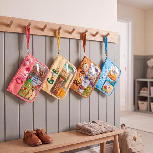 Personalised Kids Snack Bag, Clear Snack Pouch with Name, Reusable School Snack Bag, Travel Zipper Pouch, Back to School Gift