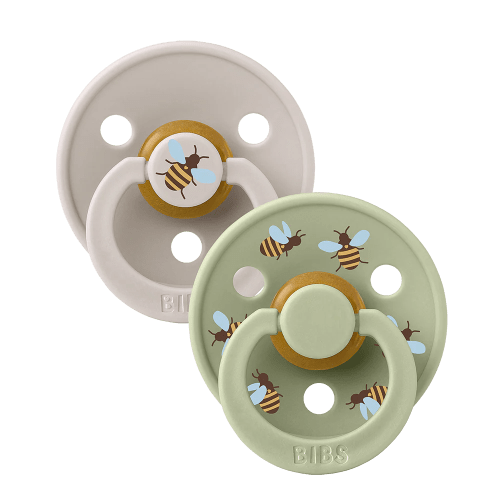 Bibs Round Natural Dummy Pacifier - Urban Garden - Bumblebee Mushroom Mix