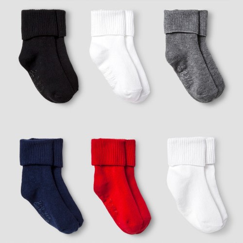 Baby 6pk Socks with Gripper Cat & Jack - Multicolored - Size 6m