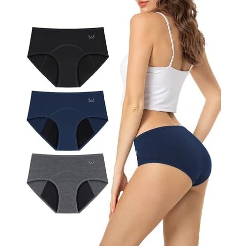 TANSTC Period Underwear for Women Heavy Flow Leakproof Menstrual Panties Postpartum Hipster Briefs 3 Pack