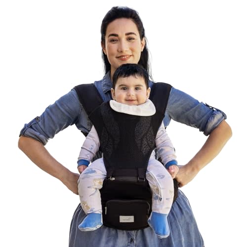 Grownsy Safety-Certified 3D Knit Baby Carrier Newborn to Toddler, Black | Ultra Breathable, Flexible Fit, Plus Size Friendly, Lightweight Baby Carrier With Hipseat, Holds Babies 7-50lbs