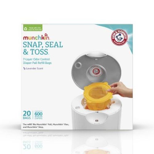 Munchkin Arm & Hammer Diaper Pail Snap, Seal and Toss Refill Bags, 600ct, 20pk