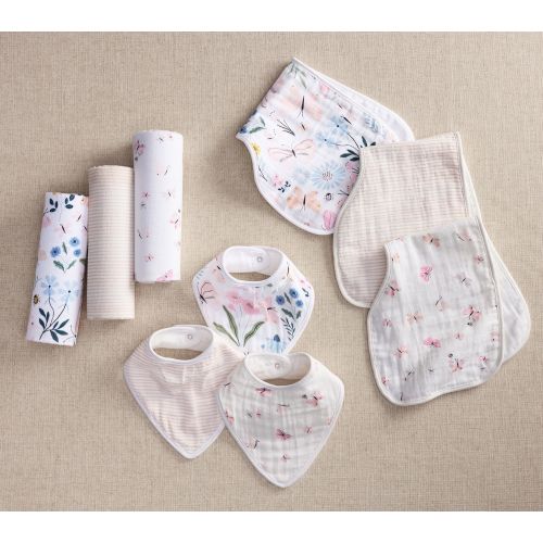 Wildflower Butterfly Organic Muslin Bib, Burp and Swaddle Set
