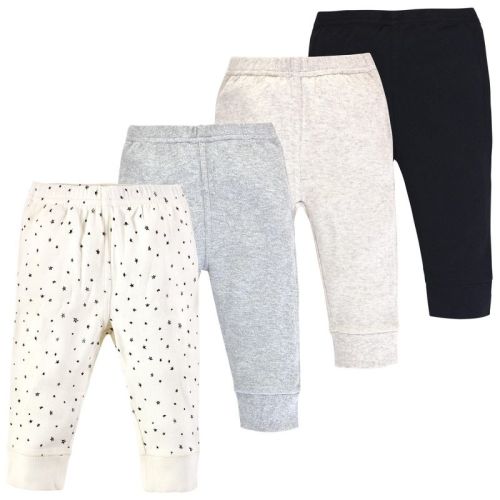 Touched by Nature Basics Infant Baby Organic Cotton Pants 4-Pack, Night Sky, 0-3 Months