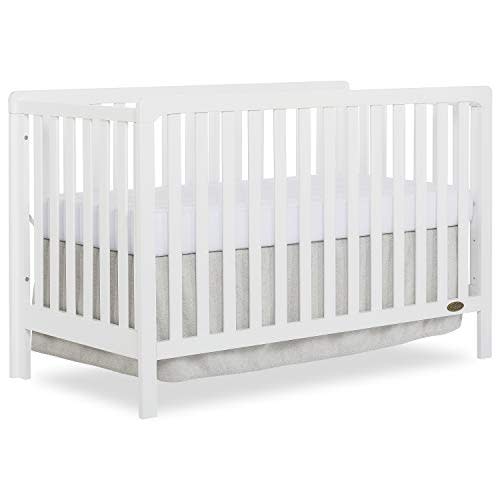 Dream On Me Ridgefield 5-in-1 Convertible Full-Size Baby Crib in White, GreenGuard Gold & JPMA, 4 Mattress Heights, Converts to Toddler, Day & Full-Size Bed, Solid Wood Design