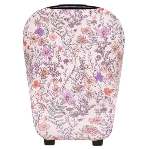 Baby Car Seat Cover Canopy and Nursing Cover Multi-Use Stretchy 5 in 1 Gift "Flora" by Copper Pearl