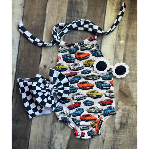 Cars Halter Romper (unlined/no snaps)