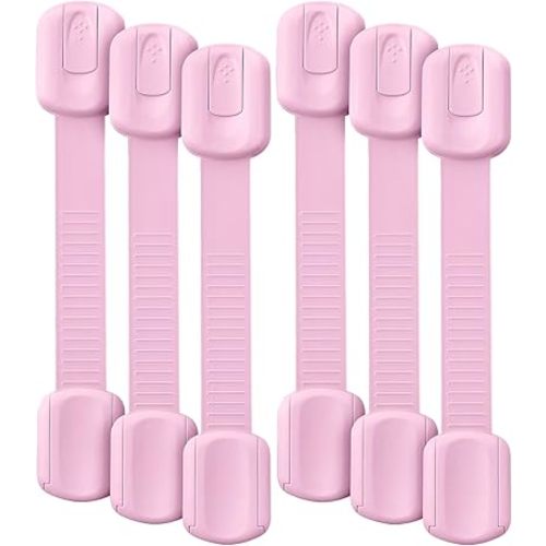 Bates- Child Safety Strap Locks, 6 Pack, Pink, Baby Cabinet Locks