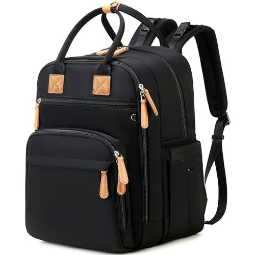 18 Pockets Diaper Bag Backpack with Waterproof Pockets and Stroller Buckle, Convertible Tote Bag (XL Black, Extra Large)