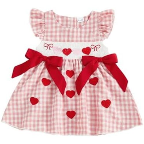 MoZiKQin Toddler Baby Girl St Patricks Day Outfit Shamrock Embroidery Dress Ruffle Sleeve Smocked Dresses Irish Clothes