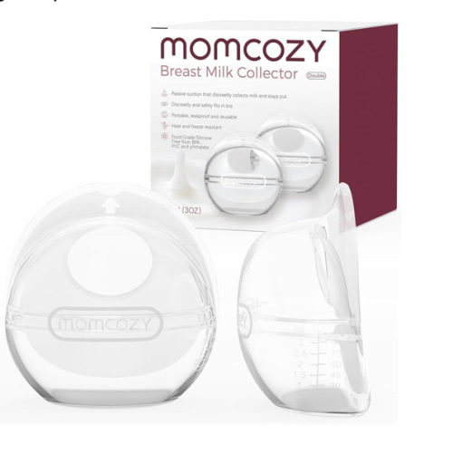 Momcozy Breast Milk Collector, Milk Collectors for Breastfeeding, Reusable Breast Milk Shells, Silicone Catcher with More Fit & Soft (3oz/90ml, 2 Counts)
