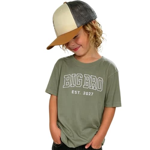 Big Brother Shirt Big Bro Est. 2027 Toddler Boy Promoted to Big Brother Tee | Embroidery big bro est 2027 toddler big brother t shirt, new big brother gift, baby shower, gender reveal & baby announcement