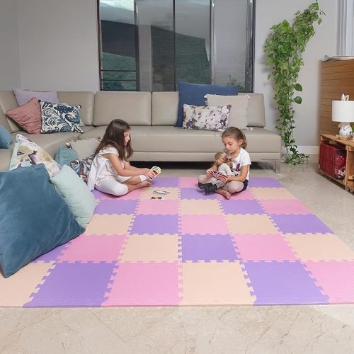 Baby Play Mat, Soft Foam Floor Tiles for Kids. Adjustable Interlocking Foam Tiles, Fits with 74x74 Playpen Baby mat for Crawling & Development, Safe & Non-Toxic Playmat for Babies 6-12 Months