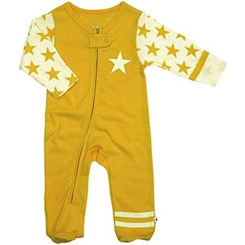 Babysoy Zipper Footies - Baby Footed Pajamas Sleeper Solid Star Colors 0-18 Months