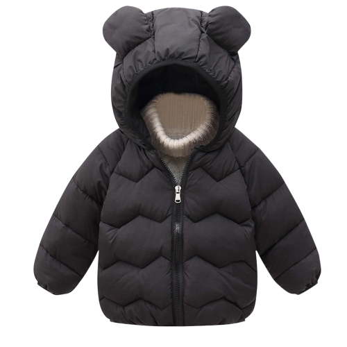 Baby Boys Girls Winter Coats Toddlers Warm Jacket Outerwear Bear Hoods Down Jacket Infant Kids Padded Outwear (Black 9 Months)