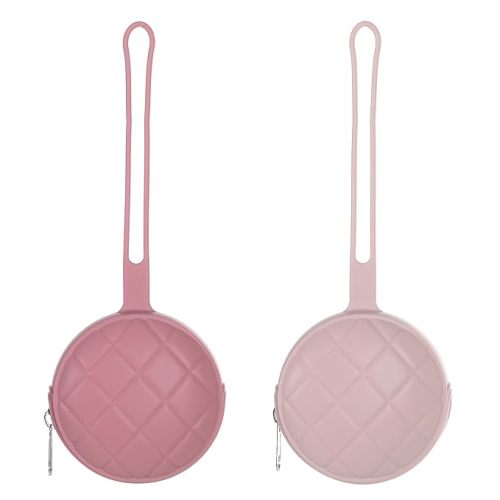 Pacifier Holder Case, Soft Silicone Portable Pacifier Clip and Accessory Pouch for Newborn Baby, BPA Free (Power Rose + Dusty Lilac)