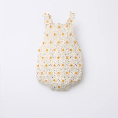 PLAIN CROCHET DAISY ROMPER - Ecru | ZARA United States