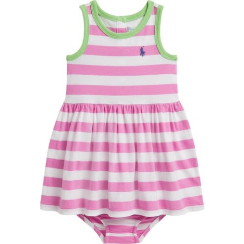 Stripe Cotton Jersey Dress & Bloomers Set, 6M