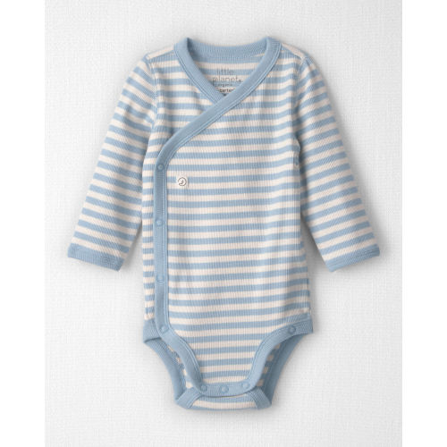 Baby Organic Cotton Wrap Bodysuit in Stripes