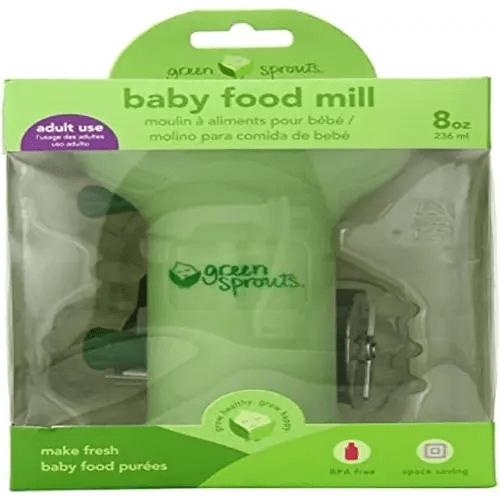 green sprouts Fresh Baby Food Mill - Easily Purees Food for Baby, Separates Seeds & Skins, Compact Size, No Batteries or Electricity Needed, Dishwasher Safe