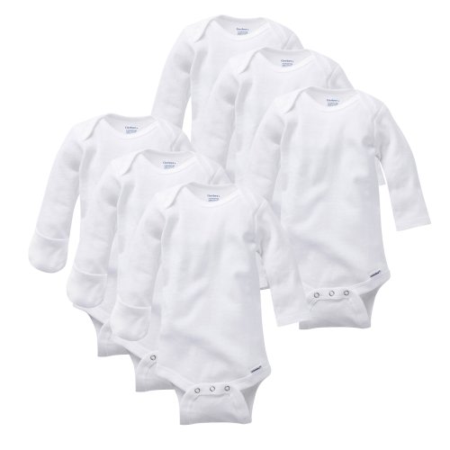6-Pack White Long-Sleeve Mitten-Cuff Onesies Bodysuits– Gerber Childrenswear