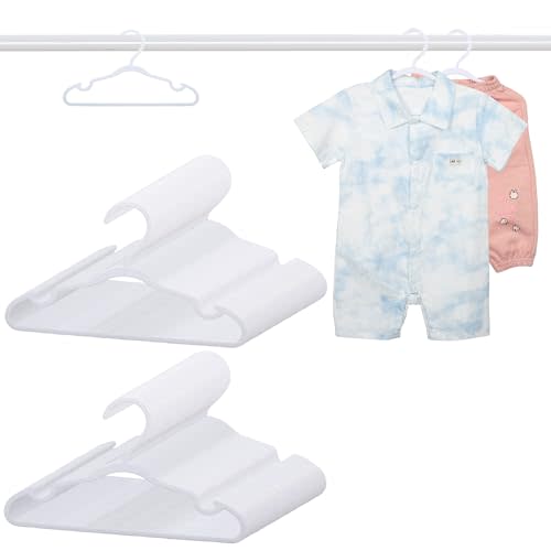 100 Pack White Baby Hangers 11.42 Inch - Kids Non-Slip Clothes Hangers for Infant & Child, Durable Plastic Children's Hangers for Closet, Pants, Coats, Skirts