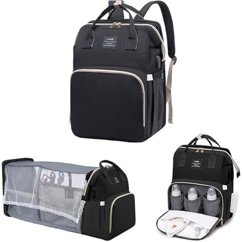 Diaper Bag Backpack with Changing Station Waterproof Expandable Baby Diaper Bags Backpack with USB Charging Port