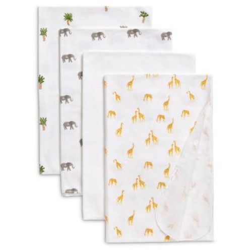 Delta Children 100% Cotton Flannel Baby Receiving Blankets - 4pk - Safari Friends