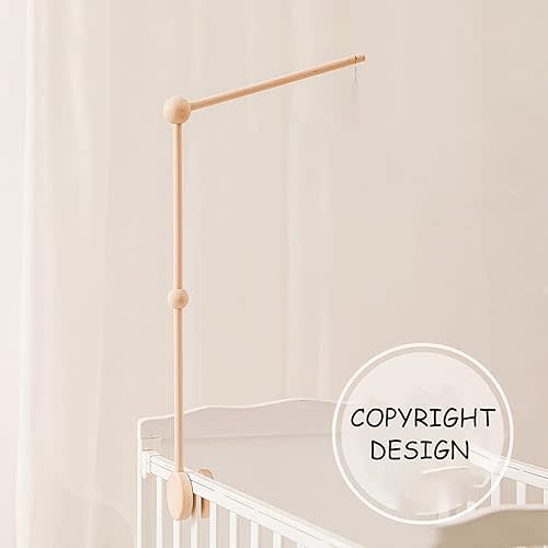Baby Crib Mobile Holder - Wooden Mobile Arm for Crib,Crib Mobile Arm,Mobile Crib Hanger (Wooden Arm)